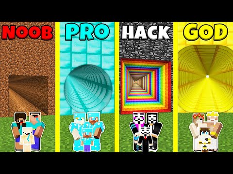 Minecraft Battle: NOOB vs PRO vs HACKER vs GOD: INSIDE TUNNEL HOUSE BUILD CHALLENGE / Animation