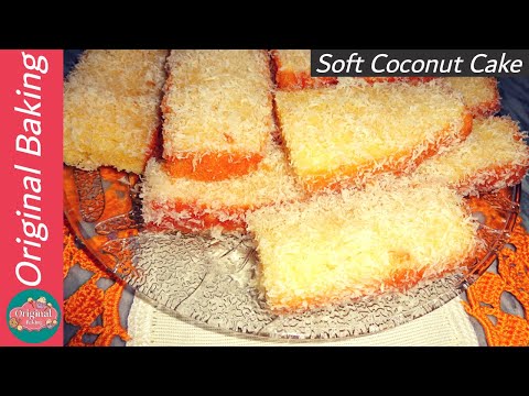 "Soft Coconut Cake " The easy recipe in-lockdown By|| (Original Baking)