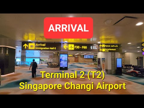 Chegada no Aeroporto Changi de Cingapura no Terminal 2 T2 para o Immigration Hall