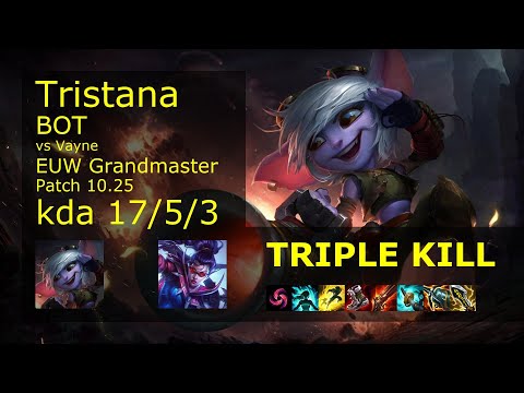 Tristana ADC vs Vayne - EUW Grandmaster 17/5/3 Patch 10.25 Gameplay