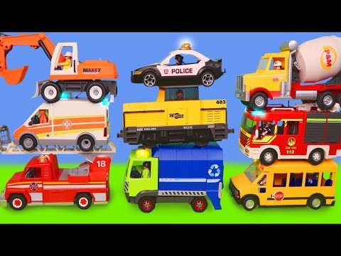Excavator, Fire Truck, Garbage Trucks, Tractor & Police Cars Toy Vehicles for Kids