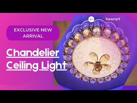 Glass swanart crystal chandelier ceiling light with bluetoot...