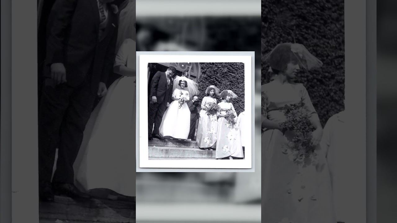 1960s Wedding Party Photograph, Black and White, 3.5 × 3.5 inches Video