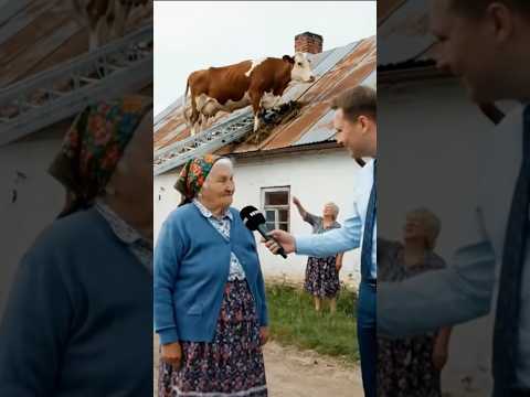 Krowa na dachu?! 🤣 #śmieszne #zabawa #zabawne #dlaciebie #polska #krowa