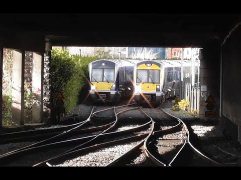 NIR 3000 Class DMU 3021 & 4000 Class DMU 4002 arriving at Belfast Central / Lanyon Place. 6/4/23