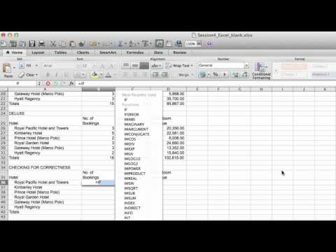 Session 4: MS EXCEL: Checking for correctness using IF function
