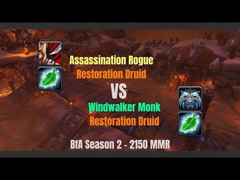 Assa Rogue Resto Druid vs WW Monk Resto Druid - 2150 MMR - BfA Season 2