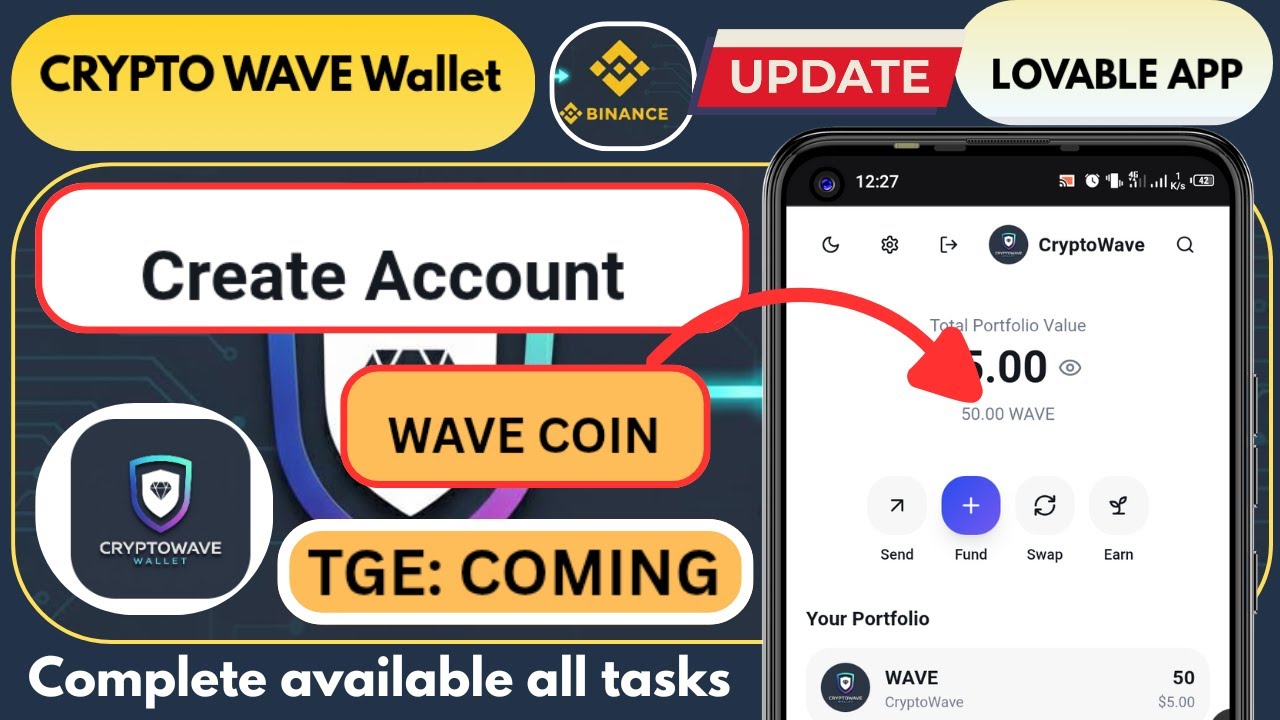 CryptoWave Wallet Airdrop Update | Create Account, Tasks & Wave Coin 