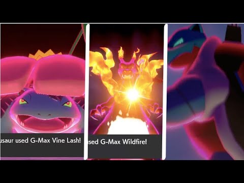 Gigantamax Charizard, Blastoise, and Venusaur (Pokemon Sword DLC)