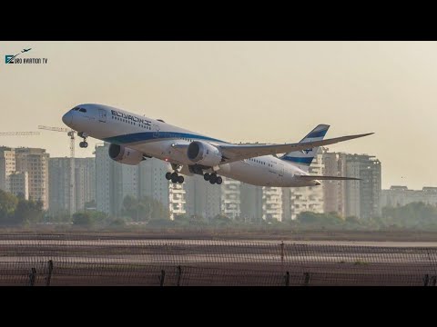 Aeroporto Tel Aviv Ben Gurion Avião pela manhã de verão (LLBG)