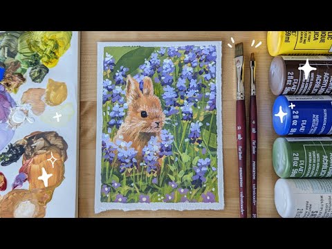 cute spring painting tutorial 🌸🐇 step by step with cheap acrylic
