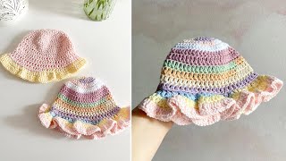 Colorful Crochet Baby Sun Hat (0-6mo)