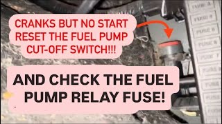 ENGINE CRANKS BUT NO START. RESET THE FUEL PUMP CUT-Off SWITCH AND CHECK THIS FUSE.