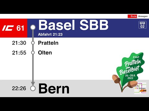 SBB Ansagen / Begrüssung | ESAF IC61 Basel SBB - Bern | BoJa Ansagen
