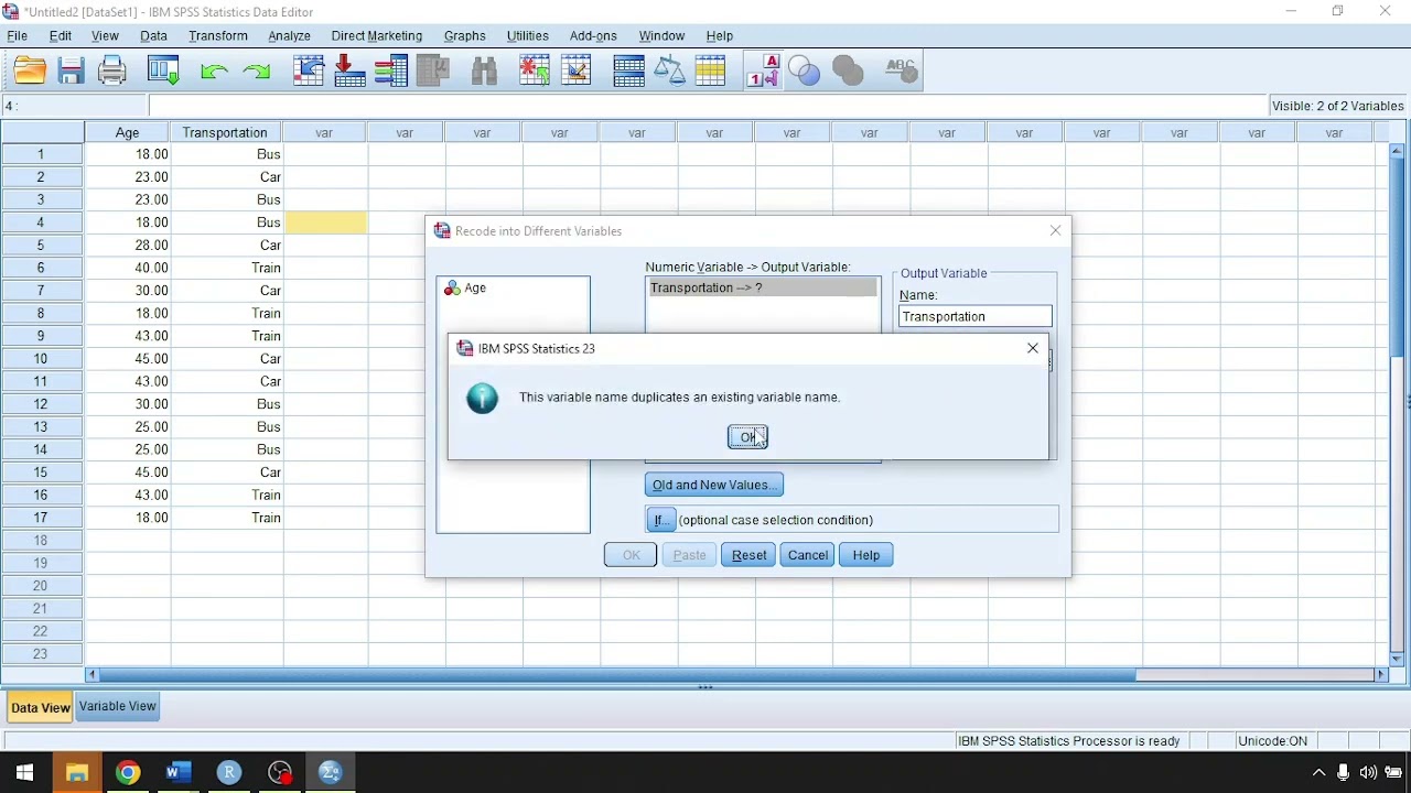 Recoding Categorical Variable to Create Frequency Distribution in SPSS
