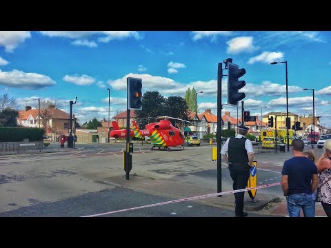 London Air Ambulance In Hertford Road In Edmonton, North London.