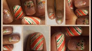 preview picture of video 'Christmas Candy Cane Nail Art'