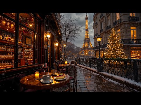 Winter Evening Jazz in Paris ☕ Cozy Street Café Ambience & Relaxing Jazz Music for Study, Focus