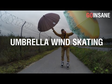 Umbrella wind skating