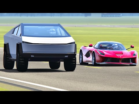 Tesla Cybertruck vs Ferrari LaFerrari - Top Gear Track