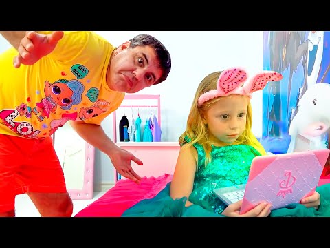 Papa tries to distract Nastya from gadgets