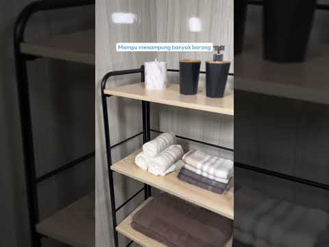 Gambar Stora Rak Penyimpanan Lipat 3 Tingkat Motif Kayu - Cokelat Tua