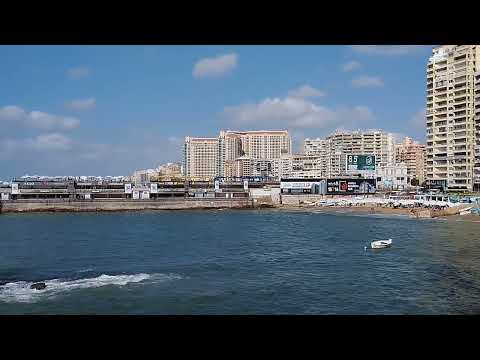 Alexandria corniche, Egypt ( Gleem Bay ) - San Stefano from distance