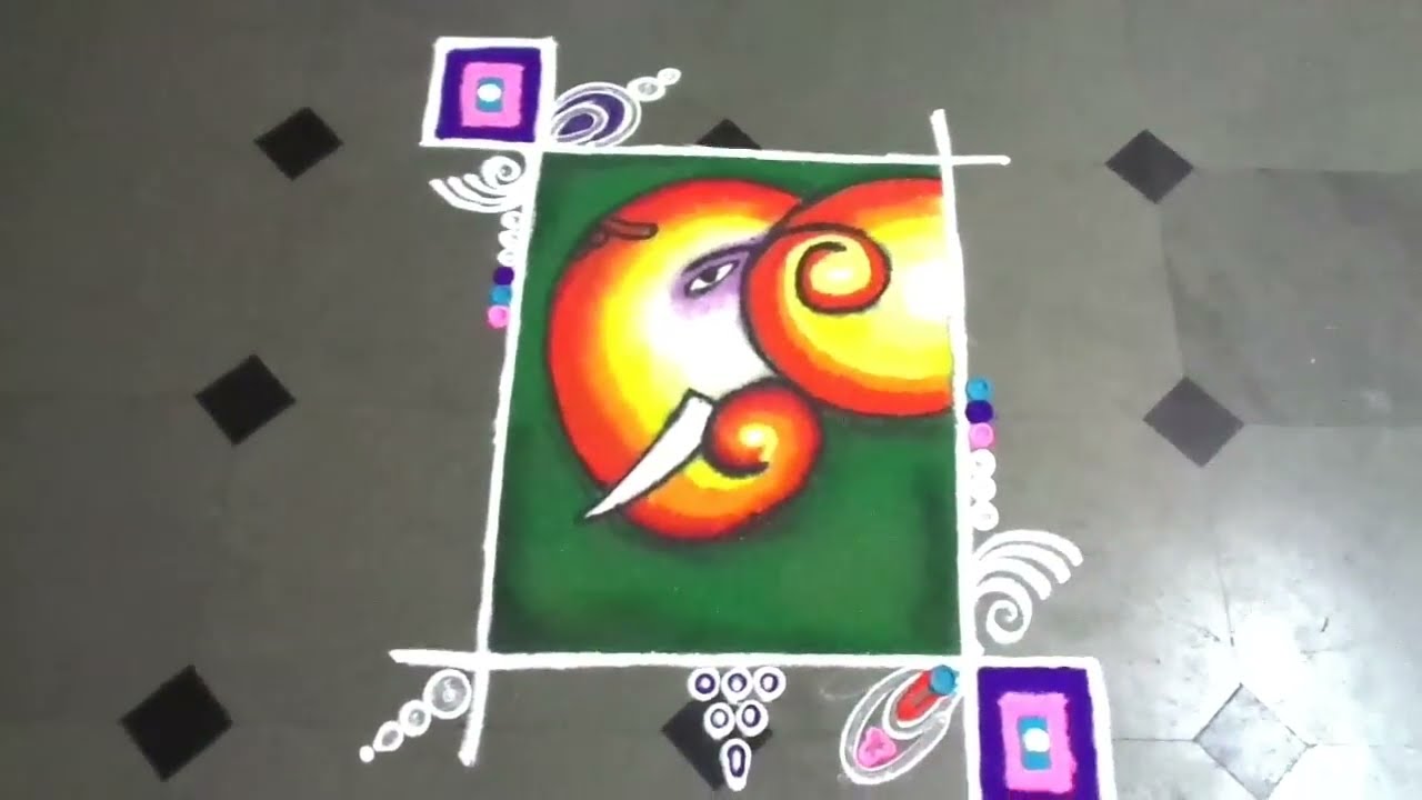 best ganesh chathurthi festival rangoli design by latest rangoli design