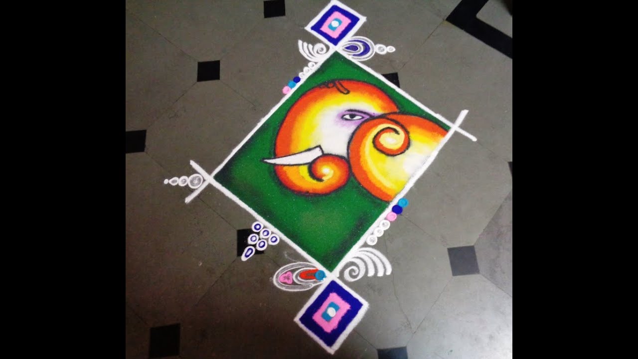 Best Ganesh chathurthi festival rangoli design by latest rangoli design