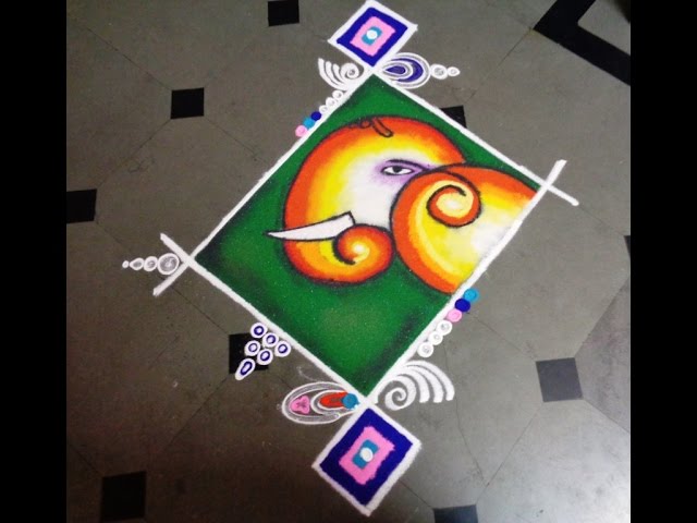 Best Ganesh chathurthi festival rangoli design by latest rangoli design