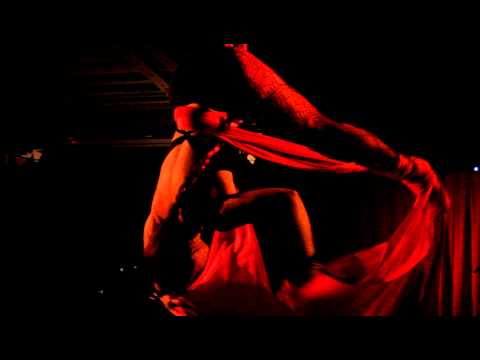 Coilhouse magazine Black and Red and White All Over Ball - aerial silks performance