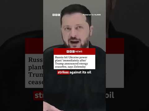 Zelensky: Russia hit Ukraine power plant 'immediately after' energy ceasefire announcement. #BBCNews