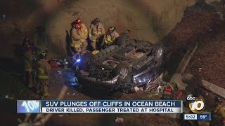 One person killed in crash after car flies off cliff in Ocean Beach