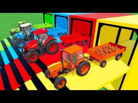 CLAAS vs CASE vs FIAT vs VALTRA vs NEW HOLLAND TRACTORS BATTLE WITH SOCCER BALLS ! FS22
