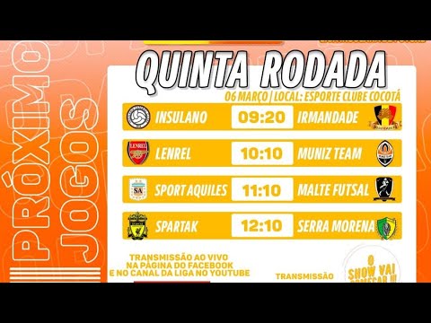 5° Rodada Da Copa Verão de Futsal 2022 - Ao Vivo com Imagens