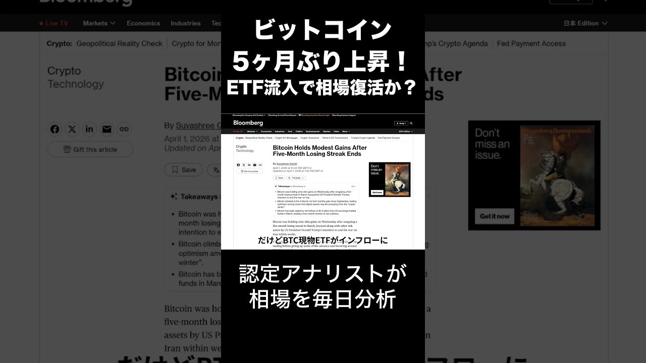 ビットコイン5ヶ月ぶり上昇！ETF流入で相場復活か？