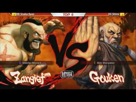 Defend the North 2015 - USF4 - Losers Semi - RB Snake Eyez (Zangief) vs OG Shine (Gouken)