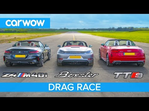 BMW Z4 M40i v Porsche Boxster GTS vs Audi TT-S - DRAG RACE, ROLLING RACE & BRAKE TEST