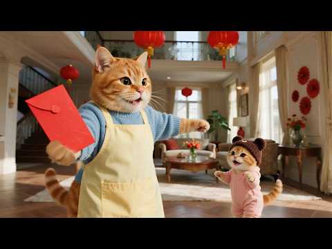 Happy New Year! 🎆🧧Let's Ginger Kitten and Mama Cat celebrate Lunar New Year🍲