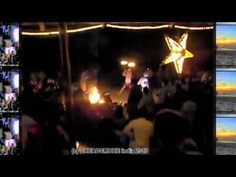 RUDY ROOTS SELEKTA ft mc - dancehall beach fireshow pt4 @ goa anjuna beach  24 dec 2012