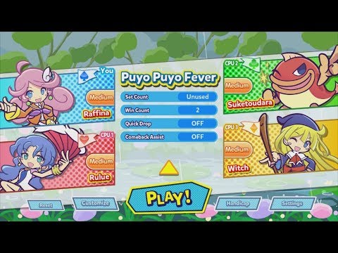 Puyo Puyo Champions - Solo Mode Match - Raffina VS. Rulue VS. Suketoudara VS. Witch