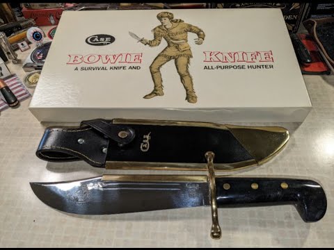 1967-69 Case XX "Davy Crockett" 1836 Bowie & Scabbard (Black Synthetic Handle-Brass Trim)