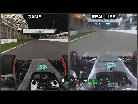 F1 2017 vs Real Life - Bahrain Grand Prix Onboard Lap Comparison