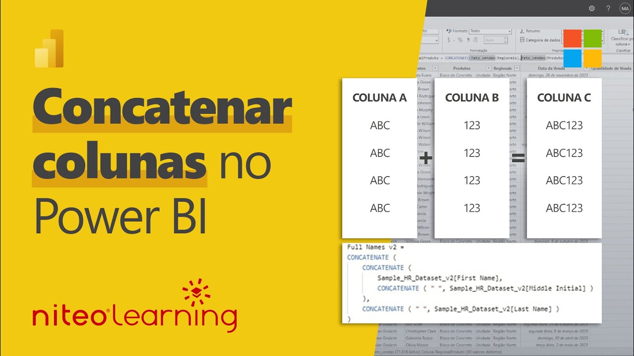 Como CONCATENAR COLUNAS no Power BI - Função DAX CONCATENATE