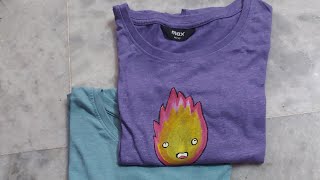 Upcycled Old T-Shirt| Easy Ghibli Painting| Calcifer| DIY| Fabric Painting for Beginners