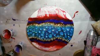 Holographic Vinyl with Rezin Arte Diamond Galaxy Luster Pigments on MDF Round #YT100Challenge