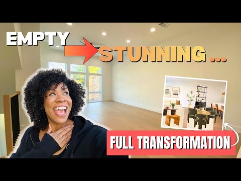 Empty House to Fully Furnished Living Room, Dining Room, and Kitchen 