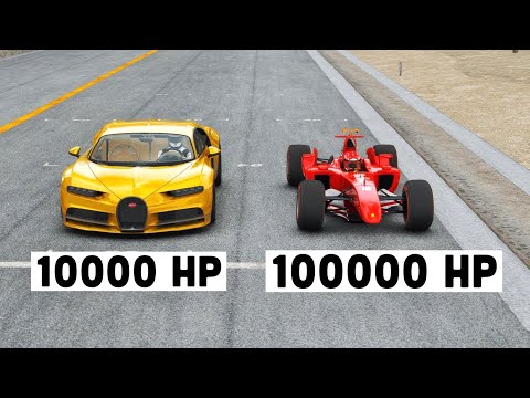 Bugatti Chiron 10000 HP vs Ferrari F1 2004 100000 HP at Special Stage Route X