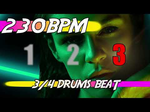 ✅ 230 BPM - 3/4 Drums Beat 🥁 Ten minutes of backing track