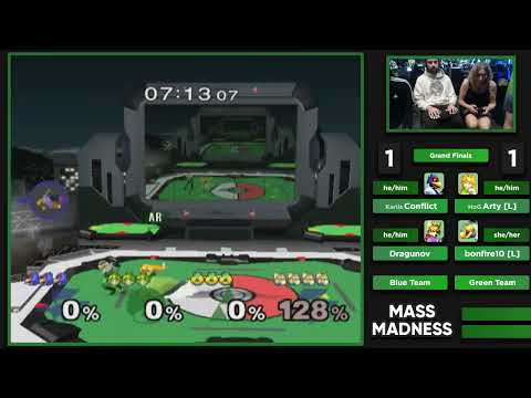 Mass Madness 54 SSBM - Conflict/Dragunov (Blue) vs. Arty/bonfire10 [L] (Green) - Melee Doubles GF